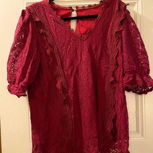 Lace burgundy red blouse